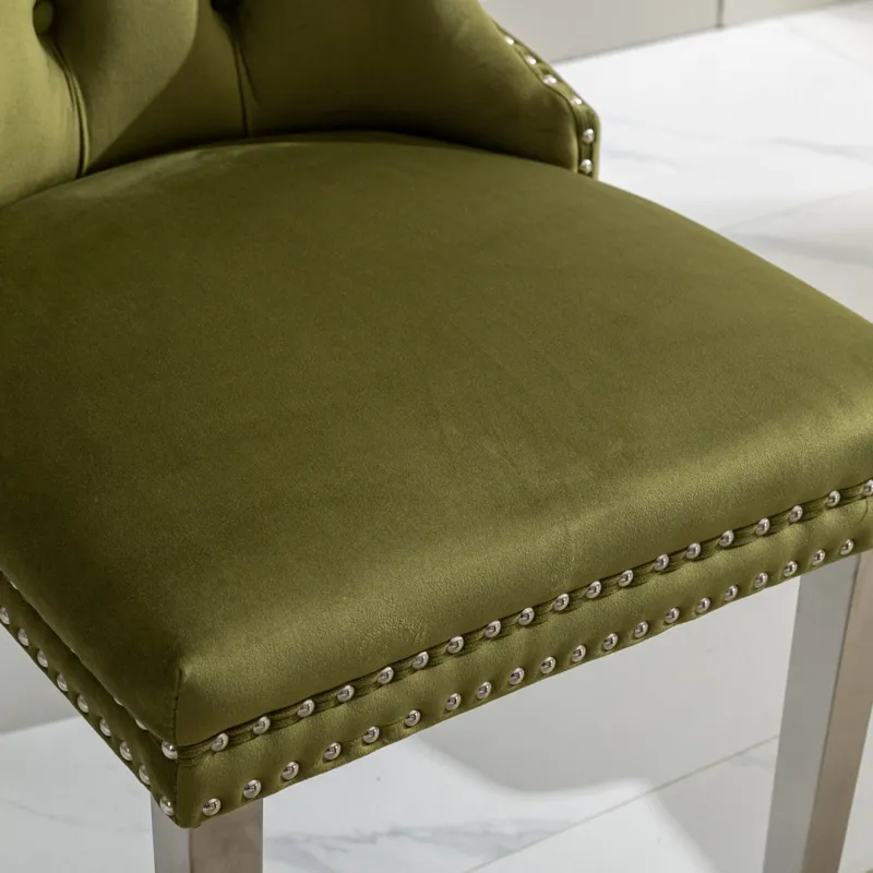 Nikki - Modern, High-End Tufted Solid Wood Contemporary Velvet Upholstered Dining Chair With Chrome 