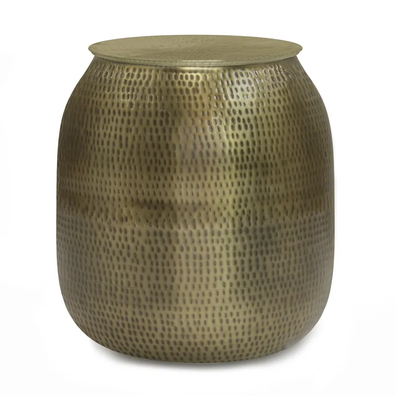 Griffen - Metal Storage Accent Table - Antique Gold