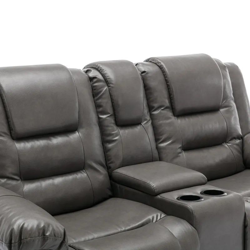 2 Seater Home Theater Recliner Manual Recliner Chair With A Storage Box And Two Cup Holders For Livi