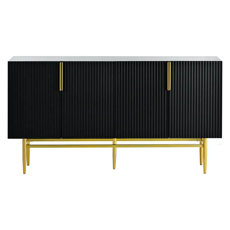 Modern Elegant 4 Door Sideboard Gold Metal Handle Buffet Cabinet For Dining Room, Living Room, Bedro