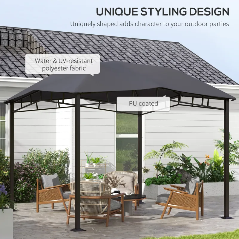 Outsunny - 10\' x 10\' Soft Top Patio Gazebo Outdoor Canopy With Unique Geometric Design Roof, All-W