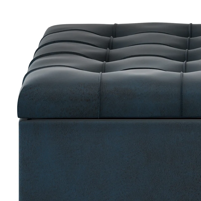 Harrison - Coffee Table Storage Ottoman - Distressed Dark Blue