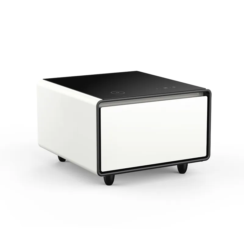 Modern Smart Side Table With Built-In Fridge, Wireless Charging, Temperature Control, Power Socket, 