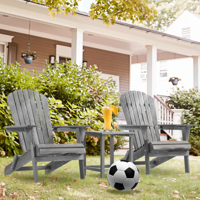 Wood Lounge Patio Chair For Garden Outdoor Wooden Folding Adirondack Chair (Set of 2) Solid Cedar Wo