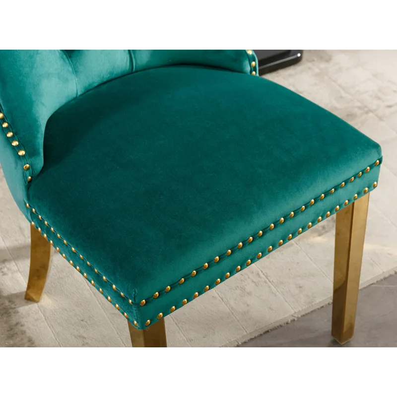 Nikki - Modern, High-End Tufted Solid Wood Contemporary Velvet Upholstered Dining Chair With Golden 