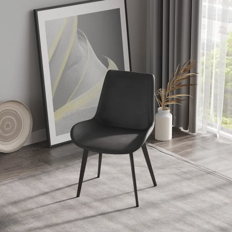 Modern Dining Chair Living Room Metal Leg Dining Chair (Set of 2) - Black / Gray