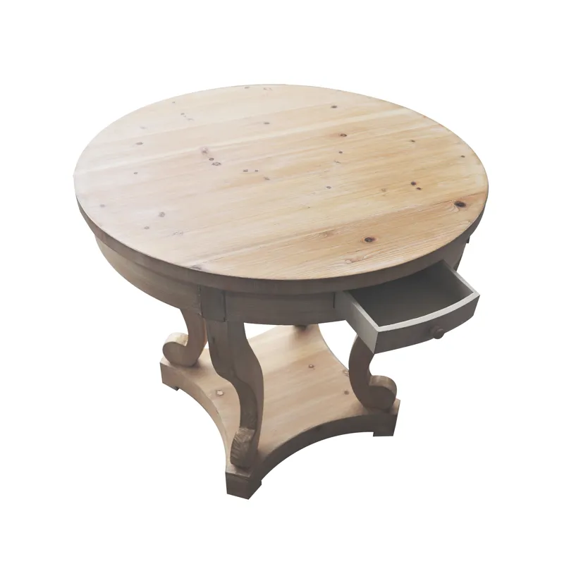 Curved Legs Farmhouse Style Small Size Round Dining Table End Table Side Table Coffee Table For Dine