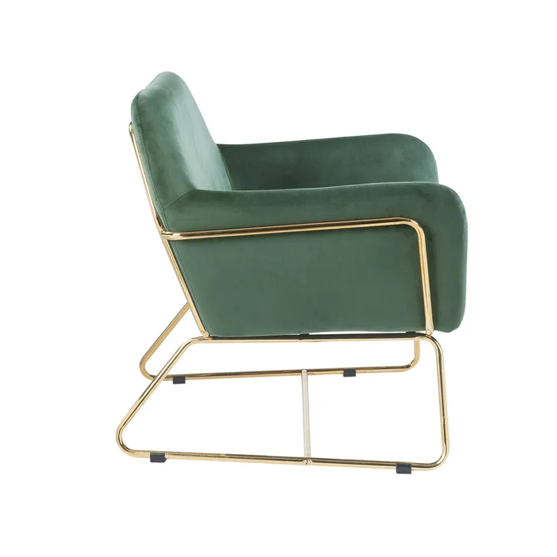 Keira - Velvet Accent Chair With Metal Base - Green