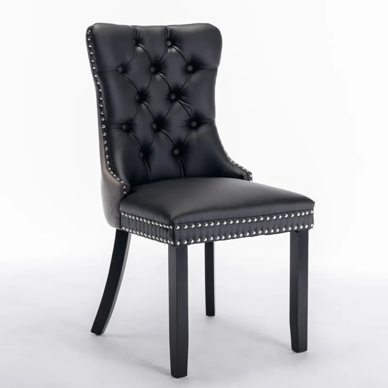 Nikki - Modern, High-End Tufted Solid Wood Contemporary PU And Velvet Upholstered Dining Chair With 