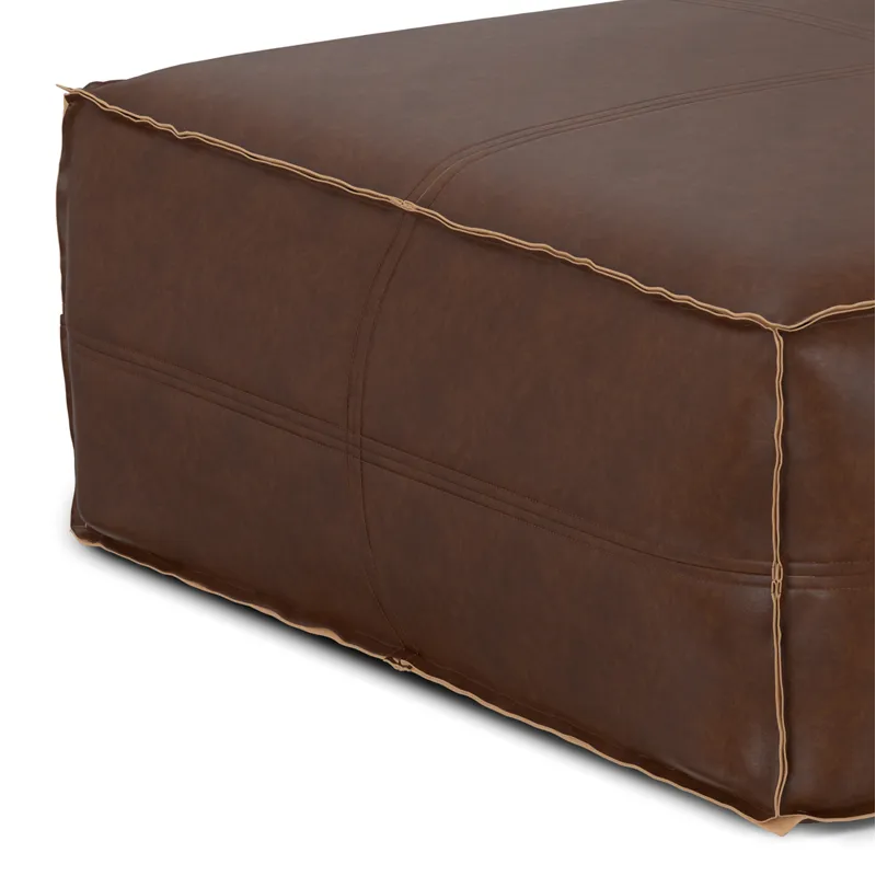 Brody - Extra Large Coffee Table Pouf - Distressed Dark Brown