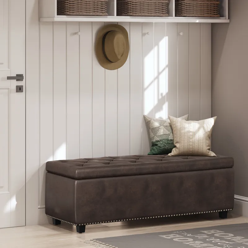 Hamilton - Storage Ottoman - Distressed Brown