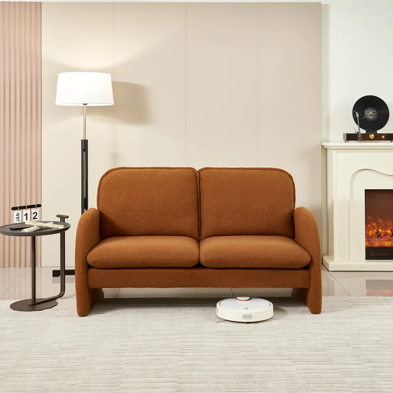 Loveseat Sofa Small Couch For Living Room, Sherpa Fabric Upholstered Loveseat Sofa Couch, Small Love