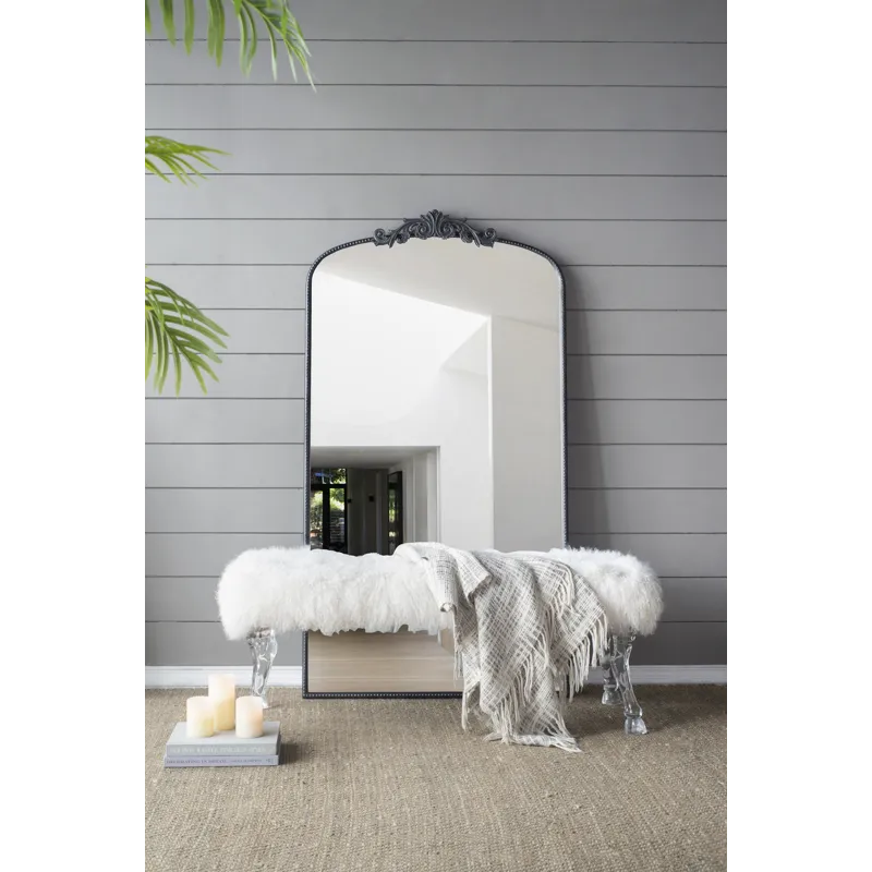 Full Length Mirror, Arched Mirror Hanging Or Leaning Against Wall, Large Mirror For Living Room - Bl