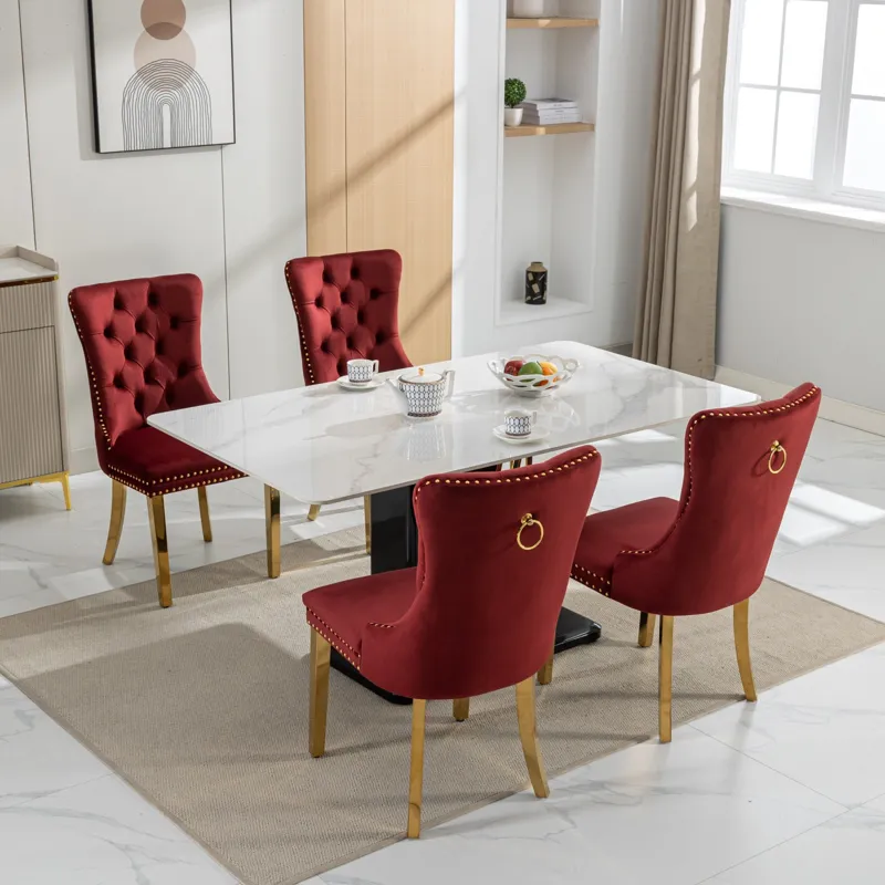 Nikki - Modern, High-End Tufted Solid Wood Contemporary Velvet Upholstered Dining Chair With Golden 