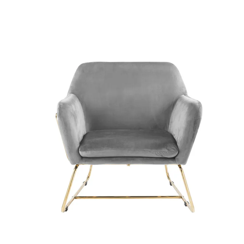 Keira - Velvet Accent Chair With Metal Base - Gray