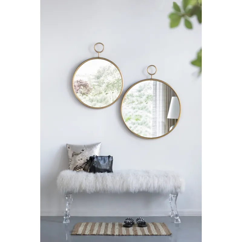 Circle Wall Mirror With Iron Frame, Accent Mirror For Living Room, Entryway, Office - Gold