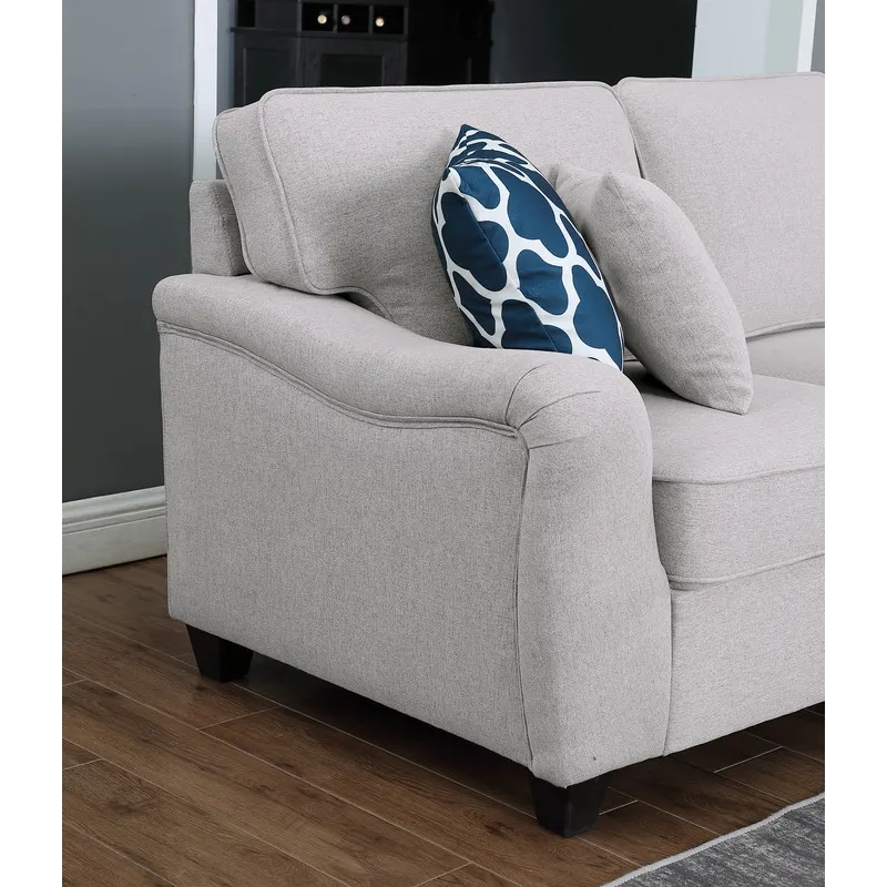 Leo - 7 Piece Modular L-Shape Sectional Sofa And Ottoman - Light Gray Linen