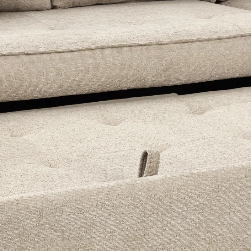 Modern L-Shape 3 Seat Reversible Sectional Couch, Pull Out Sleeper Sofa With Storage Chaise And 2 St