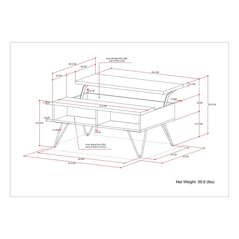Hunter - Small Lift Top Coffee Table - Umber Brown / Gold