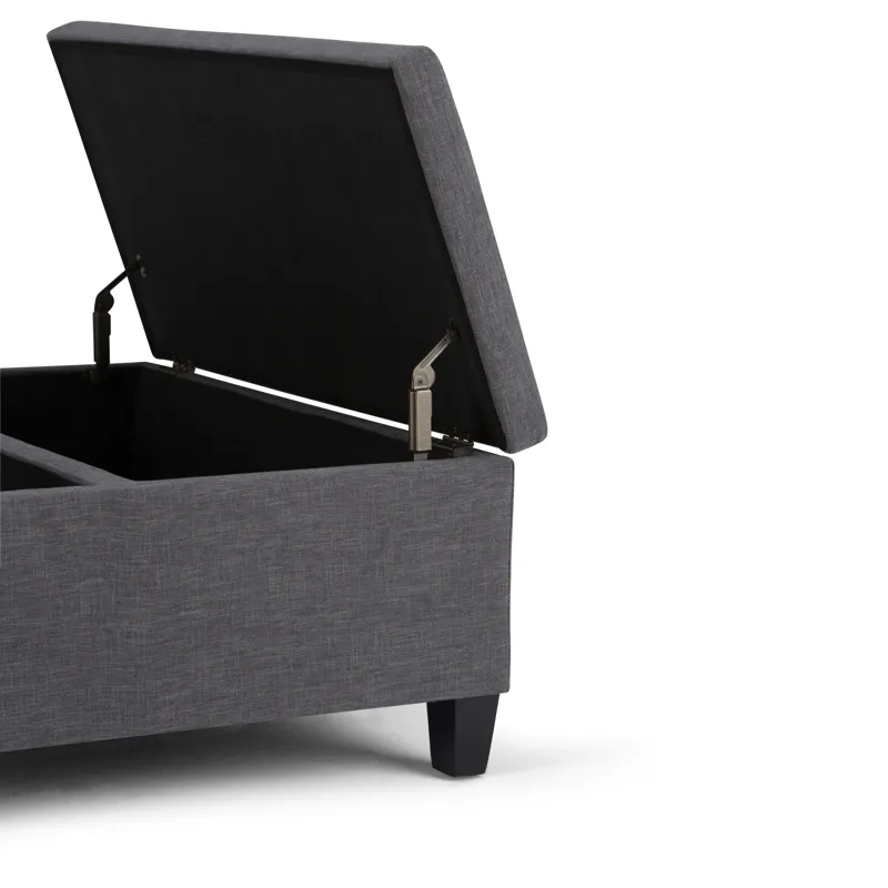 Ellis - Coffee Table Storage Ottoman - Slate Grey