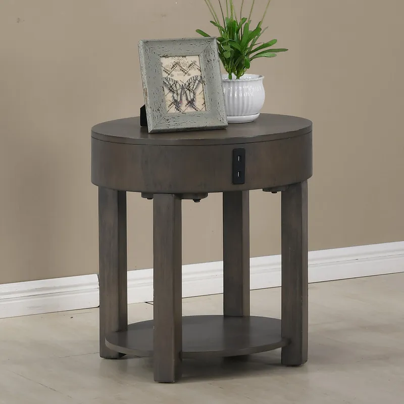 Jonah - 20\" MDF End Table With USB Ports - Light Brown
