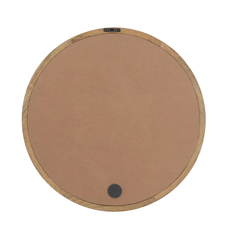 Circle Wall Mirror With Wooden Frame, Wall Mirror For Living Room - Brown