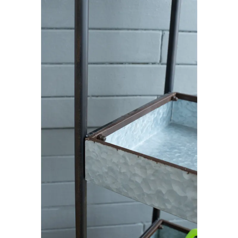 Homestead Galvanized Shelf Display 3 Tier - Metallic Gray