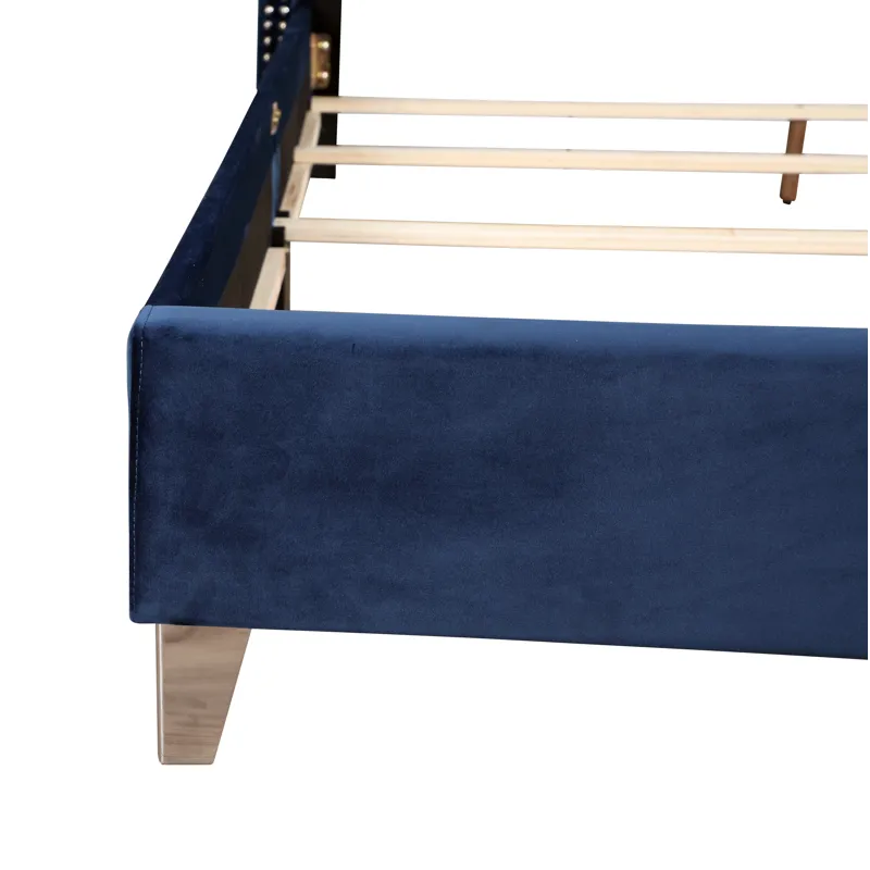 Julie - G1924-QB-UP Queen Upholstered Bed - Navy Blue