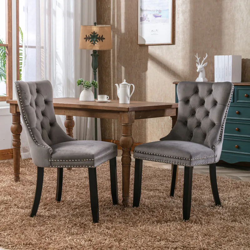 Nikki - Modern, High-End Tufted Solid Wood Contemporary Velvet Upholstered Dining Chair With Wood Le