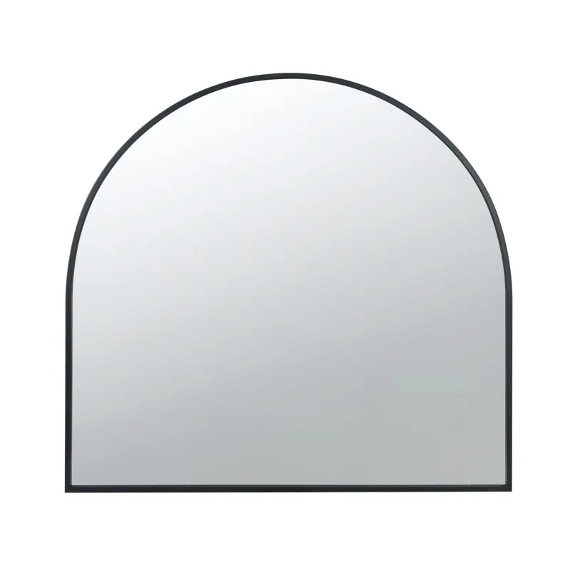 Arched Decorative Accent Mirror With Iron Metal Frame, Wall Deor For Bathroom, Bedroom, Entryway, Mantel - Black