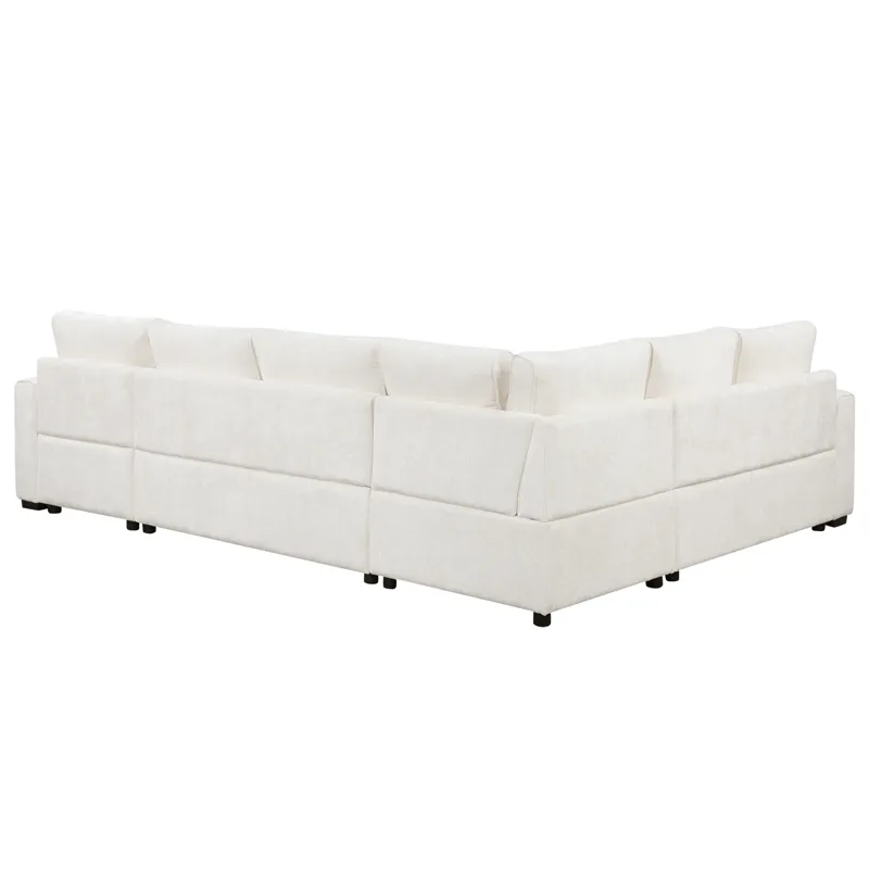 Sectional Sofa Pull-Out Sofa Bed Sleeper With A Storage Ottoman, Three Pillows And Charging Devices 