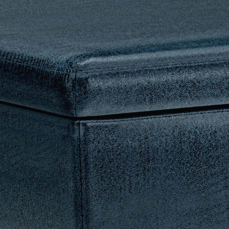 Owen - Coffee Table Storage Ottoman - Distressed Dark Blue