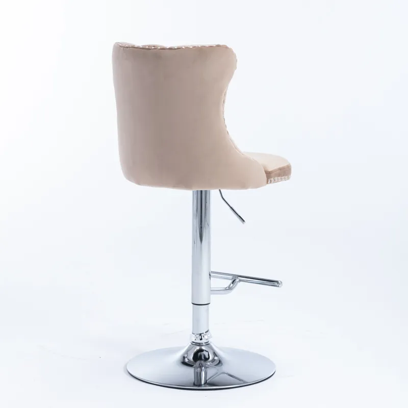 Swivel Velvet Barstools Adjusatble Seat Height From 25-33\", Modern Upholstered Chrome Base Bar Stoo