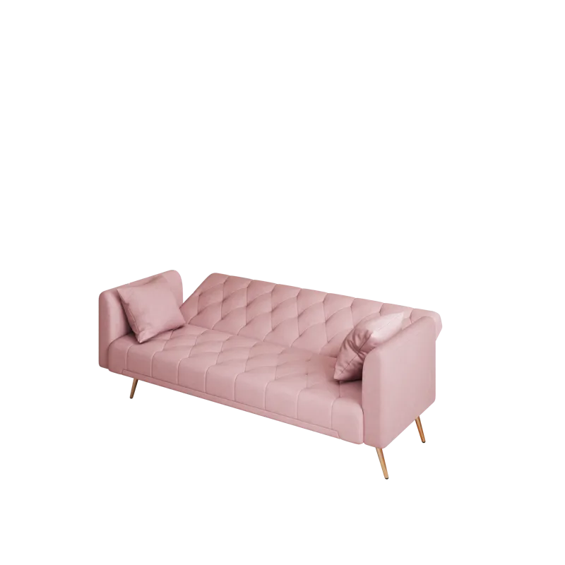 Convertible Double Folding Living Room Sofa Bed - Pink