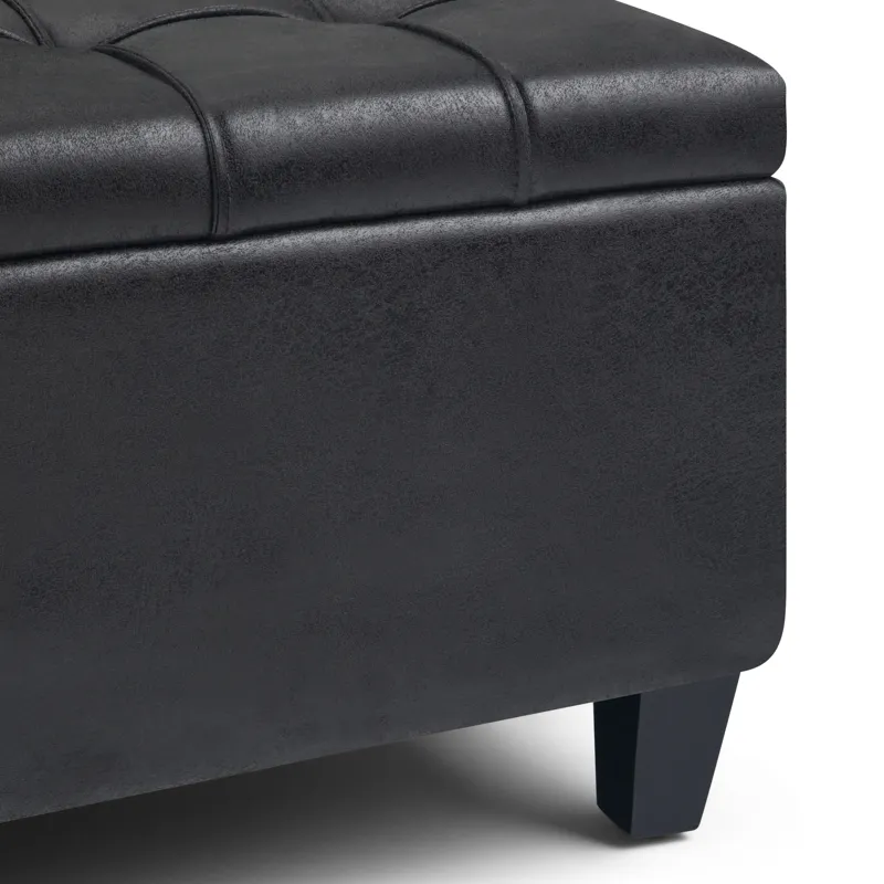 Harrison - Coffee Table Storage Ottoman - Distressed Black