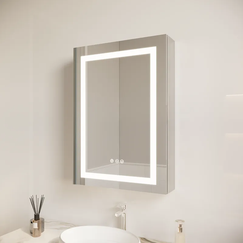 26X20\" Bathroom Medicine Cabinet With LED Mirror, Anti-Fog, Waterproof, 3000K~6000K Single Door Lig