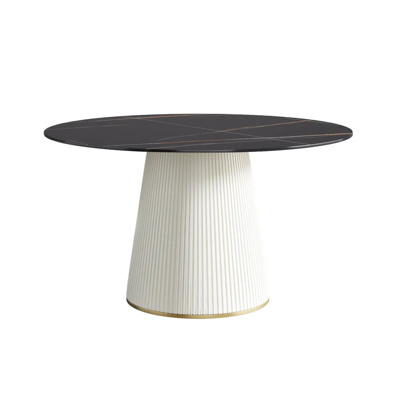 Modern Artificial Stone Round Plywood PU Base Dining Table, Can Accommodate 6 People, (Not Including