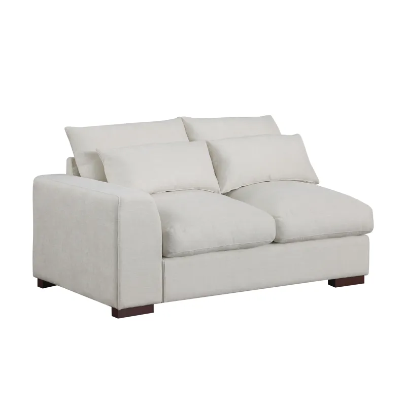 Tatman - Linen Blend Sectional With 2 Ottomans - Beige