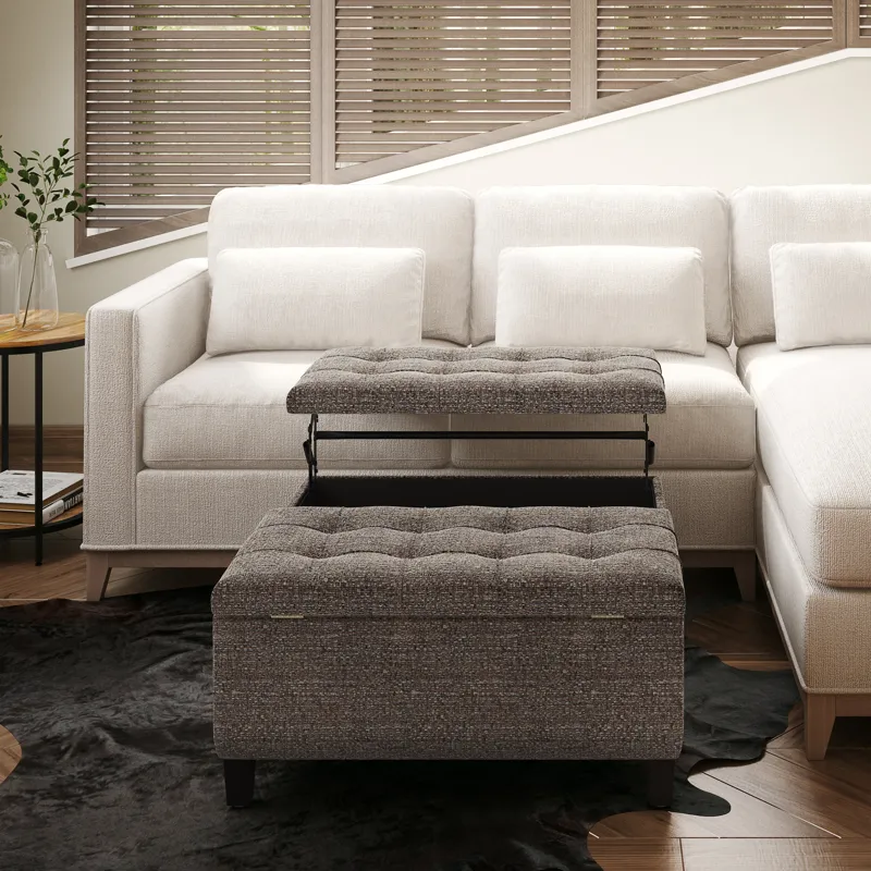 Harrison - Coffee Table Storage Ottoman - Mink Brown