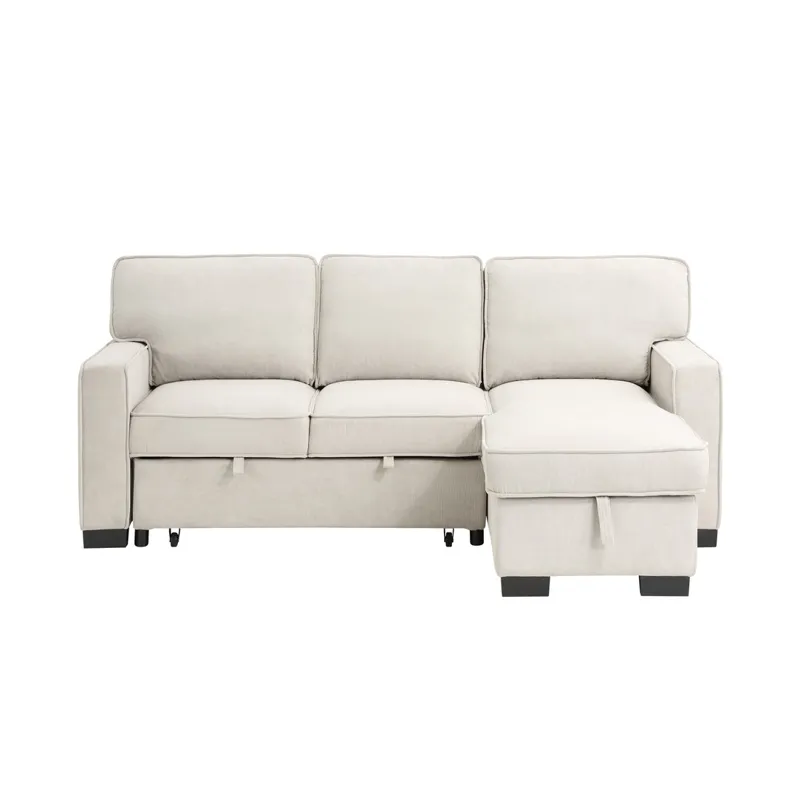 Estelle - Fabric Reversible Sleeper Sectional With Storage Chaise Drop-Down Table 2 Cup Holders And 
