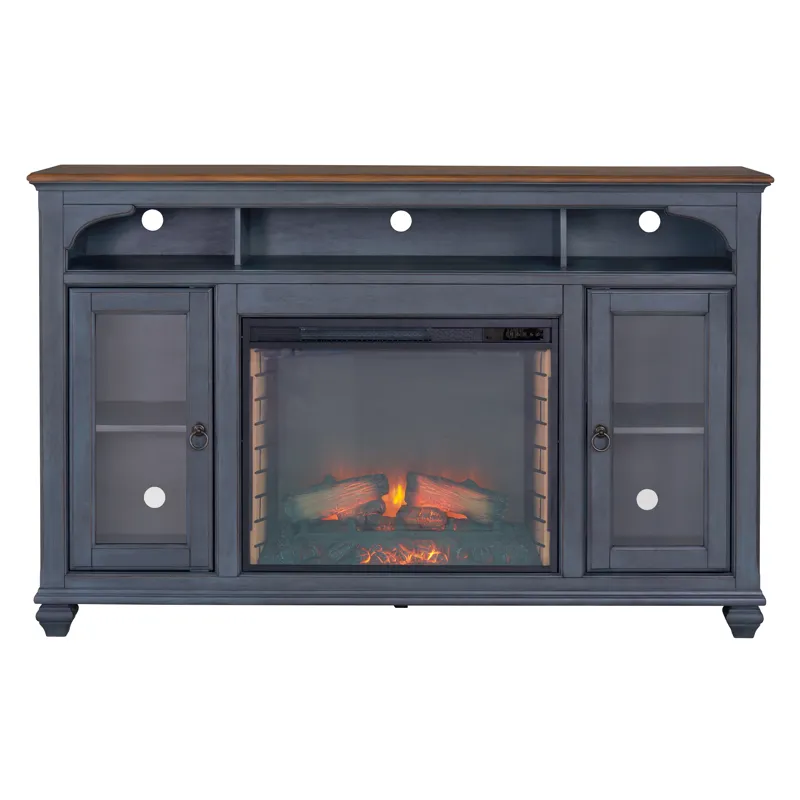 Americana - 66\" Fireplace TV Stand - Corduroy Blue