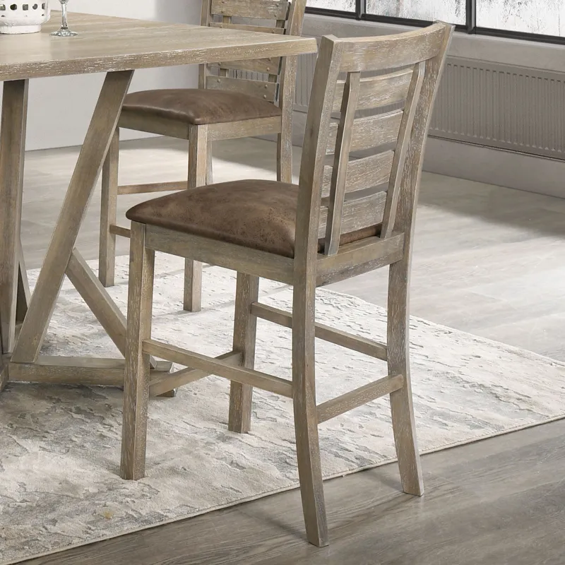 Modern Farmhouse Rustic Look Distressed Design Ladderback Dining Counter Height Chairs (Set of 2) - 