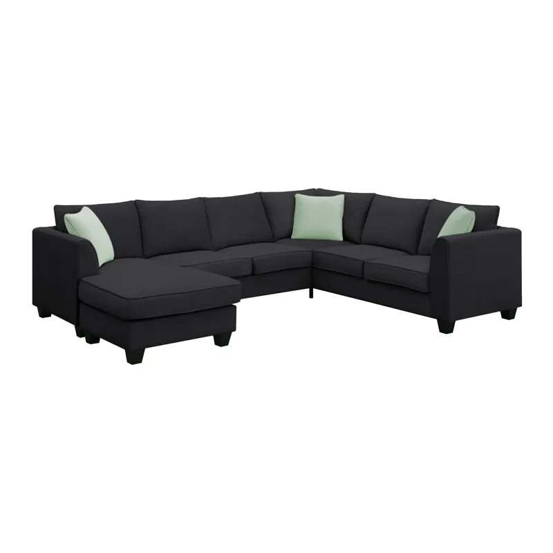 Sectional Sofa Couches Living Room Sets, 7 Seats Modular Sectional Sofa With Ottoman, L Shape Fabric