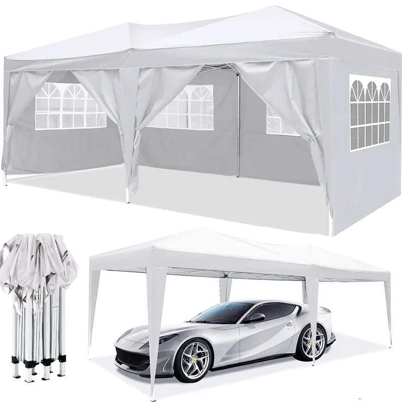 10X20 Ez Pop Up Canopy Outdoor Portable Party Folding Tent With 6 Removable Sidewalls + Carry Bag + 