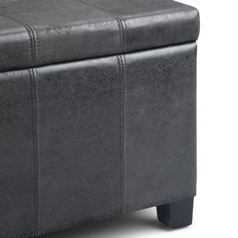 Dover - Storage Ottoman Bench - Distressed Black