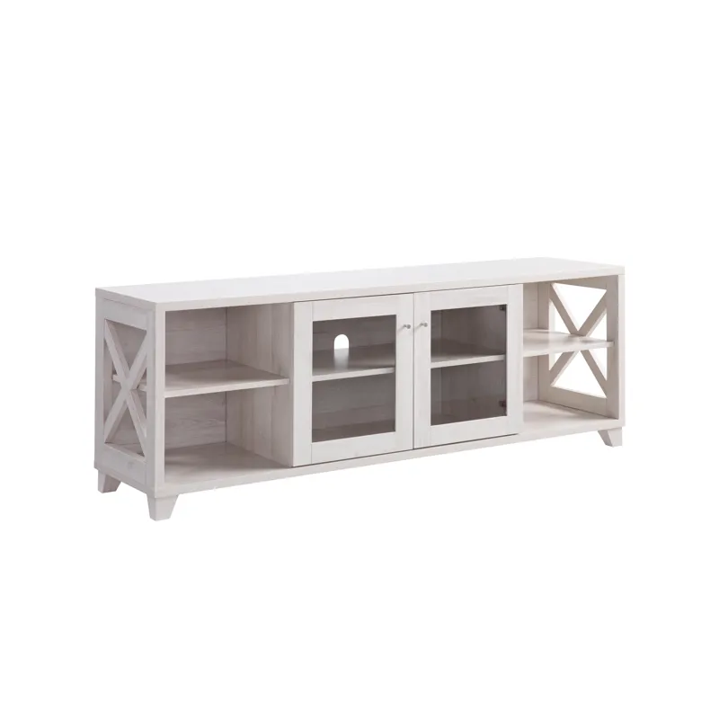 60\" Farmhouse Home Entertainment Center, TV Stand With 4 Shelves - White