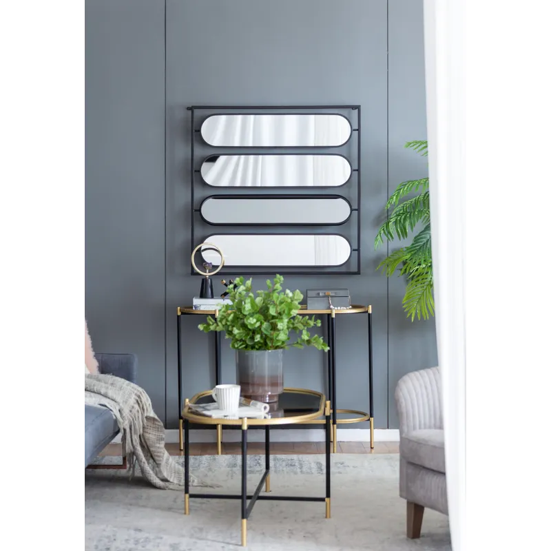 Large Four Oval Wall Mirror With Square Frame, Home Decor For Living Room, Bedroom, Entryway, Office
