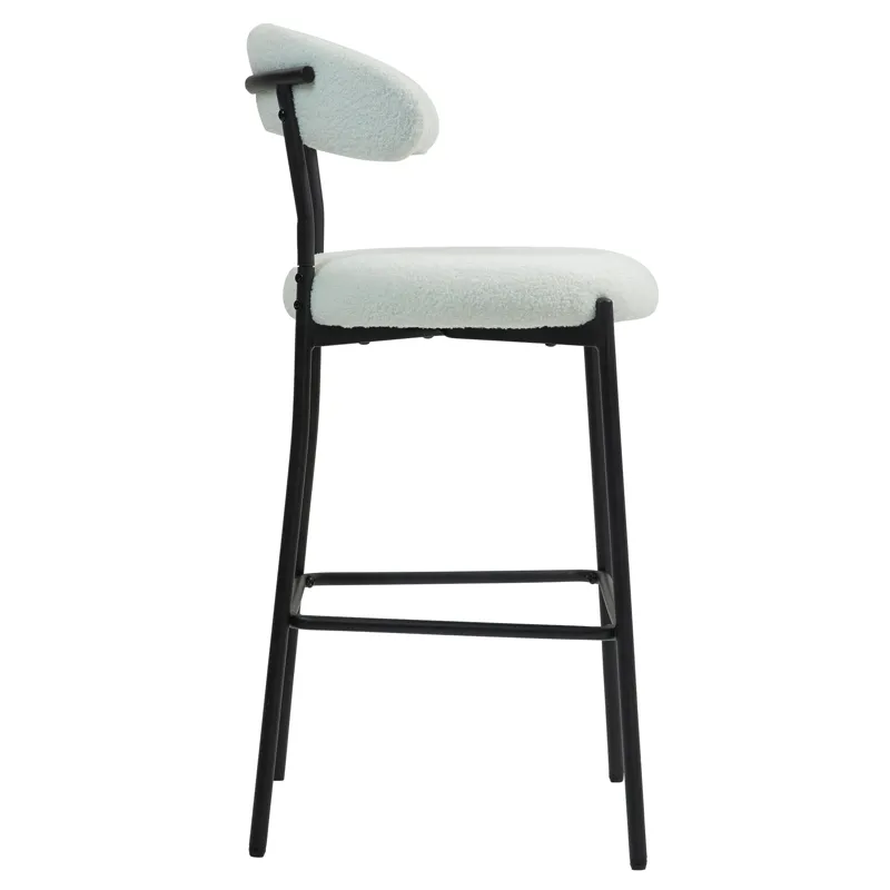 Counter Height Bar Stools Teddy Fabric Cover Kitchen Island Counter Bar Stool With Black Powder Coat