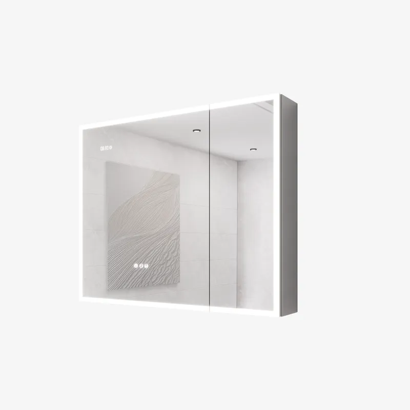 Bathroom Medicine Cabinet With Lights, 36×30" LED Medicine Cabinet With Mirror, Double Door Lighted Medicine Cabinet With Defogger, Dimmer, Clock & Temp Display, 2 Outlets & USB Ports - Silver