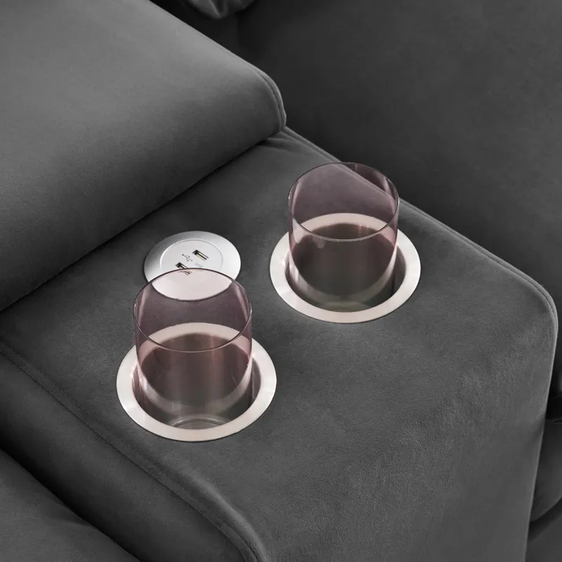 Modern U Shaped Sofa With Console, Cupholders And USB Ports, 6 Seat Upholstered Symmetrical Indoor F